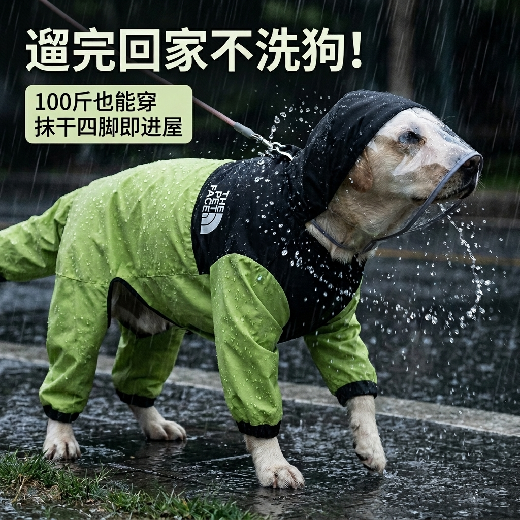 嬉皮狗金毛大狗狗雨衣四脚防水拉布拉多边牧宠物中大型犬雨天衣服