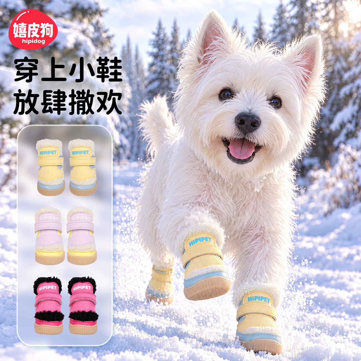 狗狗鞋子冬季棉鞋保暖小型犬小狗脚套比熊宠物鞋套软底防脏甩不掉