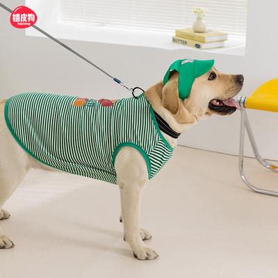 嬉皮狗条纹针织搞怪牵引背心