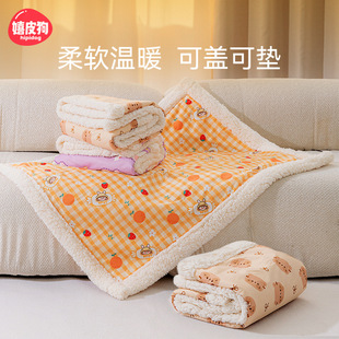 嬉皮狗加厚秋冬季狗狗可爱小熊卡通宠物毛毯猫咪被子垫子泰迪毯子