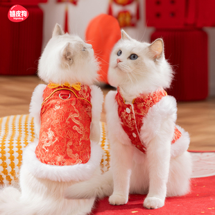 猫咪衣服2025新款 德文无毛猫布偶猫暹罗宠物新年小猫过冬棉衣 冬装