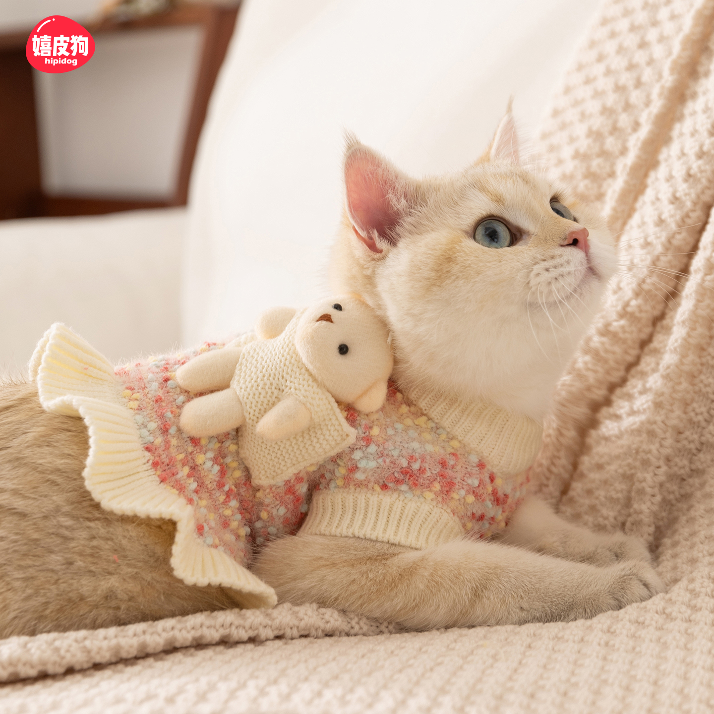 嬉皮狗立体小熊毛衣秋天小猫咪衣服防掉毛布偶猫猫宠物幼猫春秋款