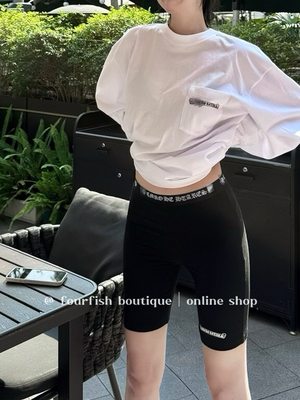 （现）小众时髦中古款梵文印花织带百搭显瘦修身骑行裤