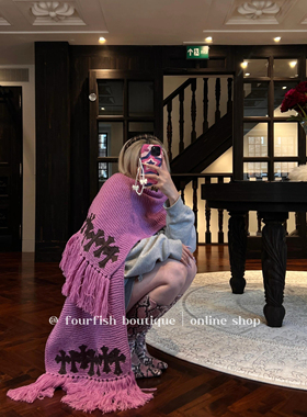 现货【豪门富姐】十字架长款围巾围脖保暖加厚 25新款3色