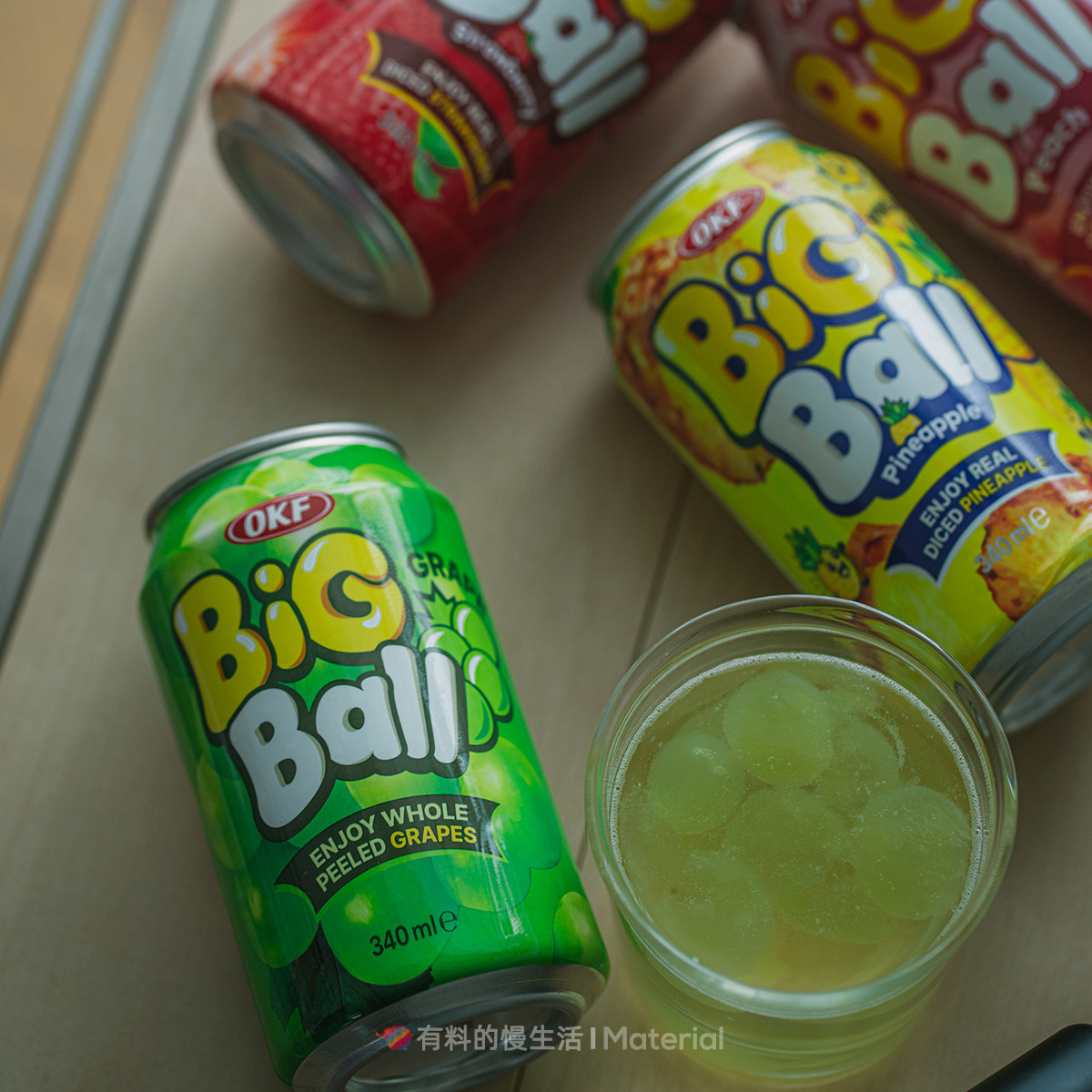 韩国进口OKF大果粒果汁嚼着喝饮料青提葡萄苹果蜜桃芒果椰子饮料