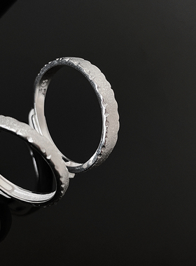 glad to meet u冷淡风小众不规则拉丝情侣戒指一对男女款素圈对戒