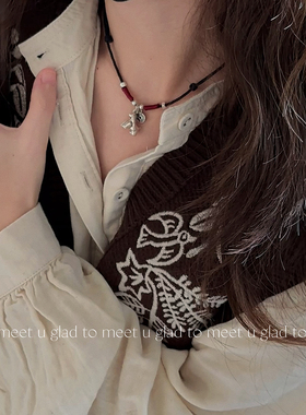 足银999生肖马招财铜钱情侣项链