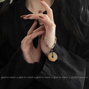 古风天然玛瑙龙扣平安扣禅意项链男女情侣款 glad u新中式 meet