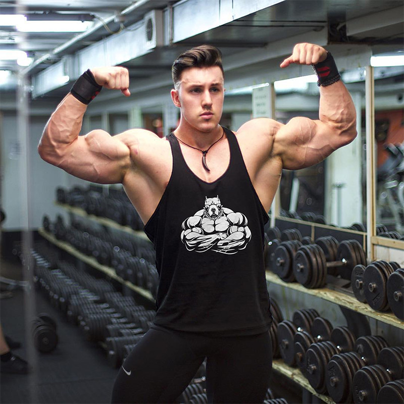 新健身背心男宽松训练肌肉工字吊带运动跨栏型男撸铁款健美细带潮