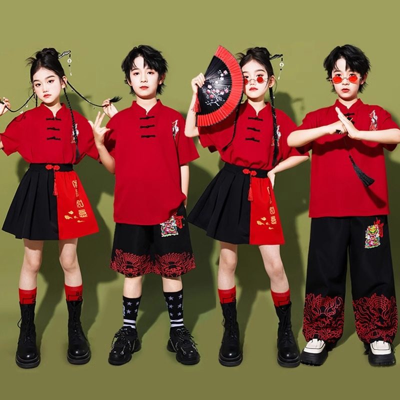 迎马年开场舞儿童女孩舞蹈演出服woosawoosa啦啦队器械操表演服装