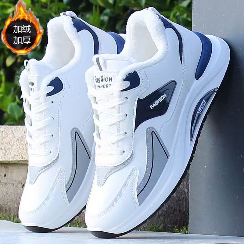 品牌男鞋超轻皮面跑步男鞋冬季棉鞋运动鞋防滑软底运动鞋防水潮鞋