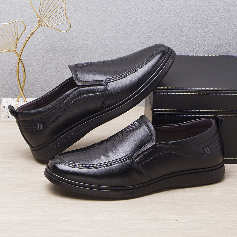 泰和源老北京布鞋男士春秋季商务休闲一脚蹬轻便舒适正装皮鞋男鞋