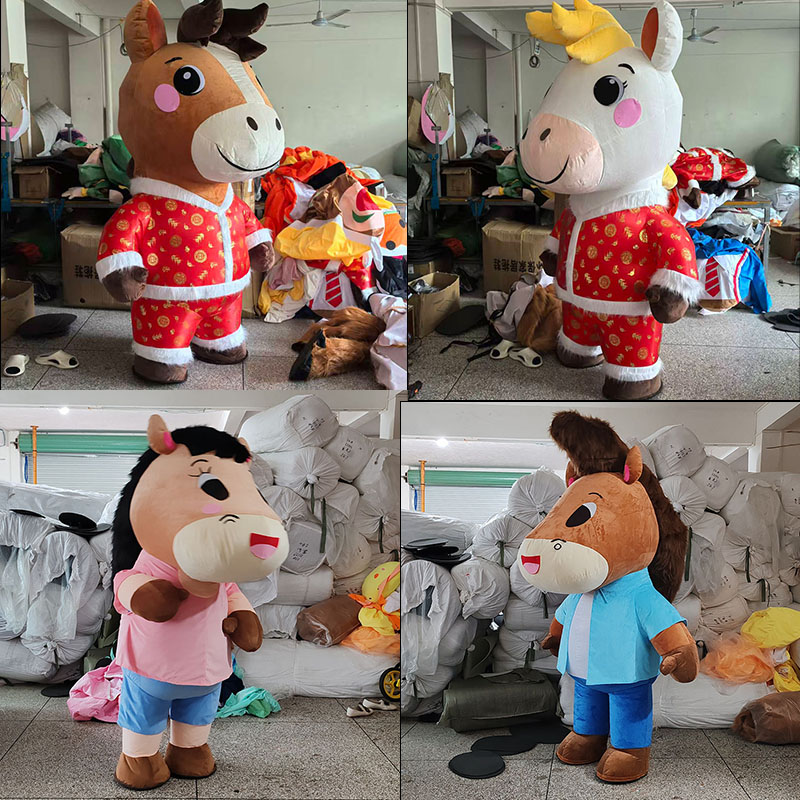 充气新年马人偶服装卡通马年吉祥物玩偶服年会成人演出道具服