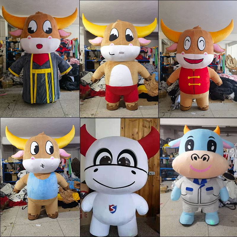 充气牛卡通人偶服装生肖牛玩偶服企业吉祥物牛活动宣传成人行走服