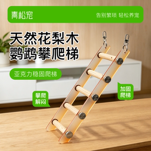 青松宠鹦鹉亚克力花梨木爬梯原木攀爬啃咬玩具解闷自嗨鸟笼装饰