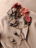 秋冬新款 原创手工钩花镂空女士羊毛花朵渐变围脖小围巾