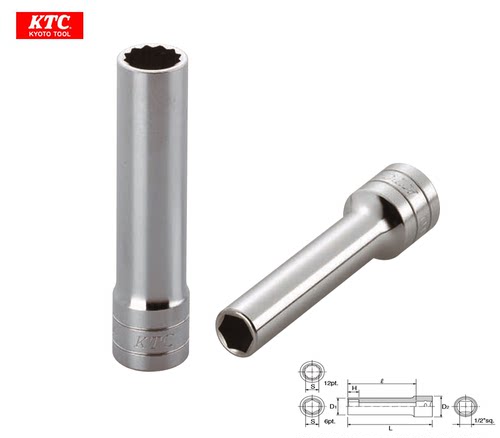 日本KTC京都工具B4L-17 1/2内六角加长套筒螺帽DF螺栓扭力扳手用