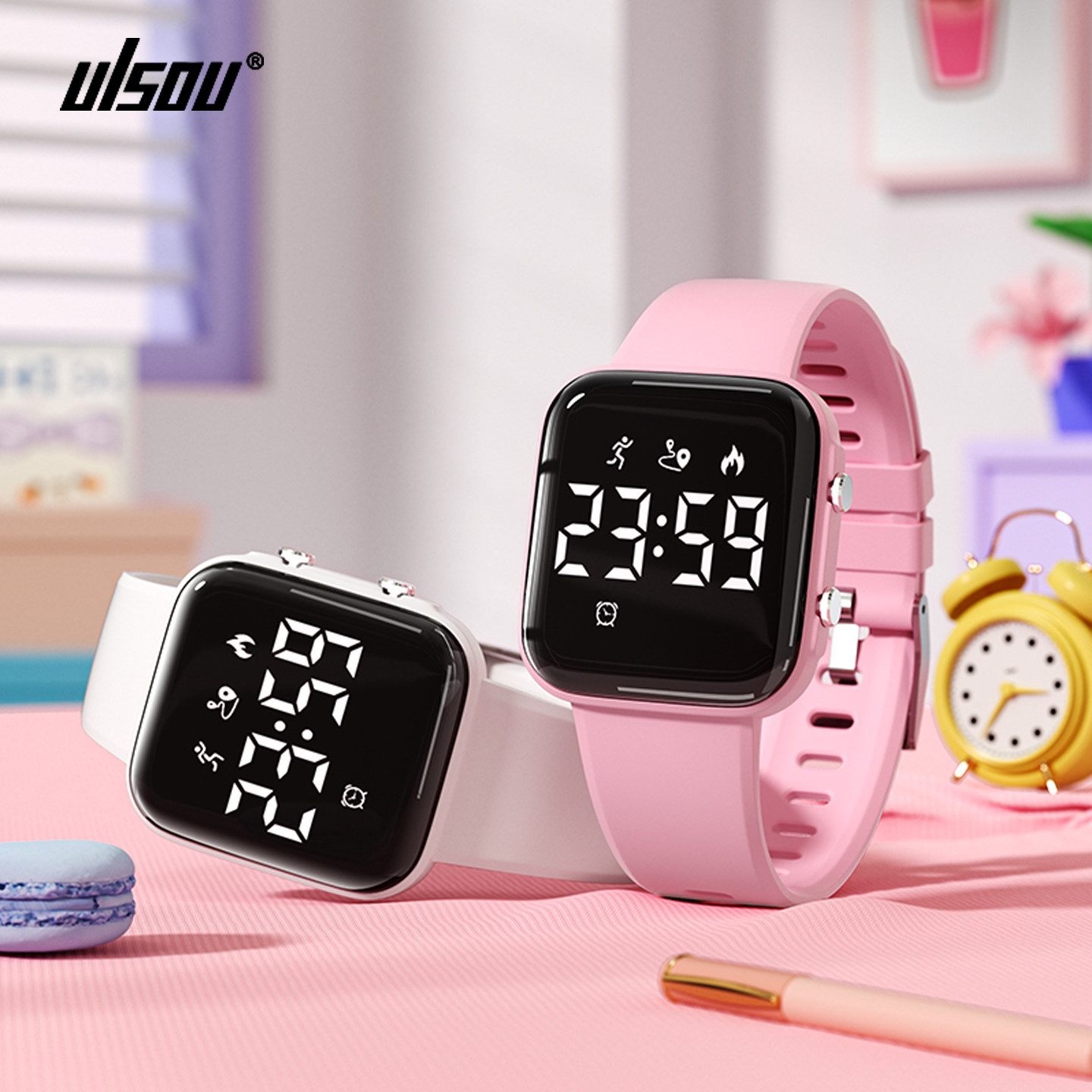 佑烁青少年简约方形学生电子表