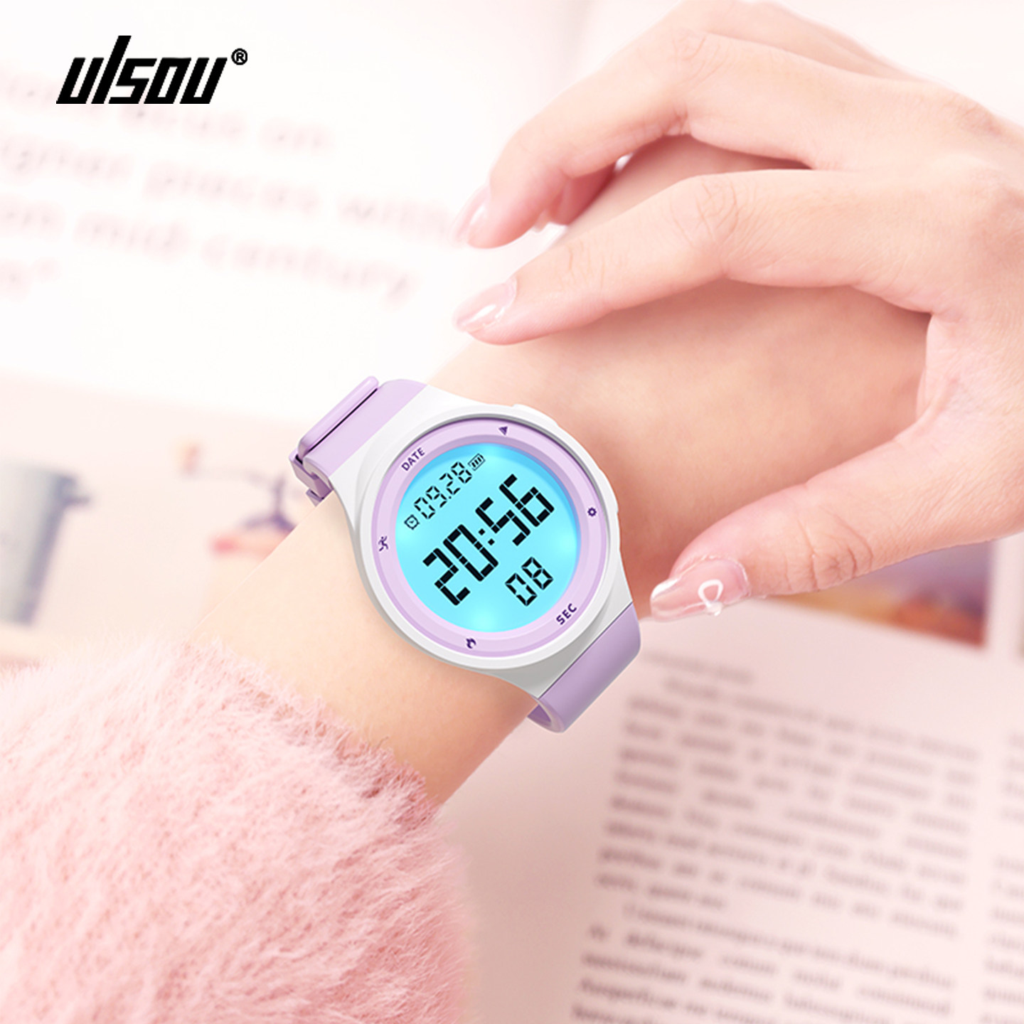 手表初中生专用只看时间高颜值女生防水夜光高中生女孩电子表女款