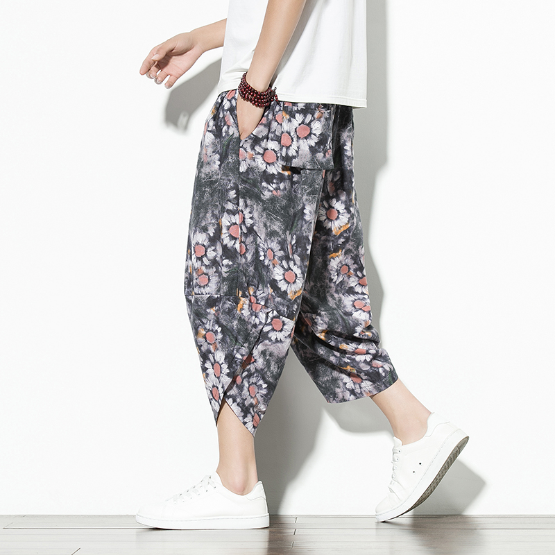 夏季风七分裤男潮流阔腿萝卜裤大码哈伦灯笼裤219-2-A06-P40，男装休闲裤，星座219-2