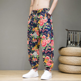 春夏风盘扣长裤男潮流灯笼裤大码束脚花裤子219-2-A09-P55，男装休闲裤，星座219-2