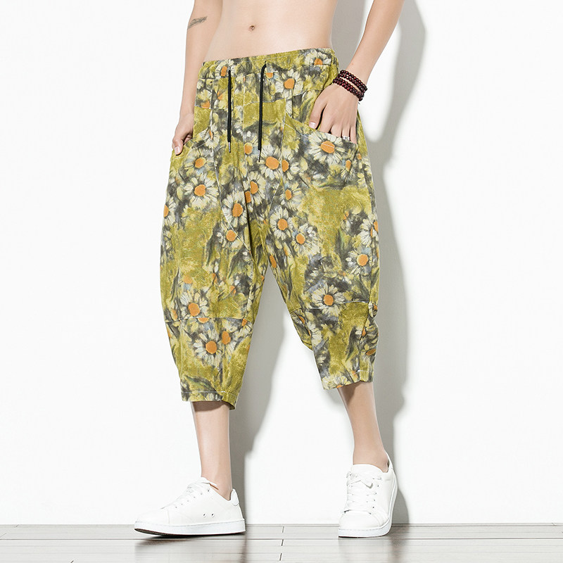 夏季风七分裤男潮流休闲大码灯笼裤宽松哈伦裤219-2-A08-P45，男装休闲裤，星座219-2