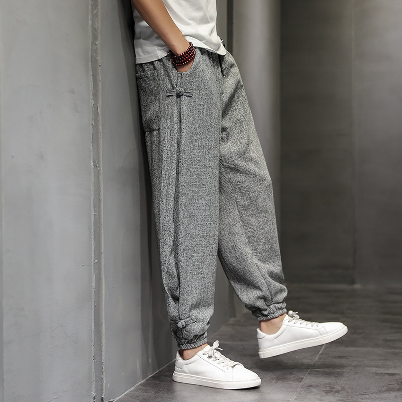 风春夏新款男士长裤宽松大码哈伦裤盘扣休闲裤219-2-K651-P55,男装休闲裤,星座219-2