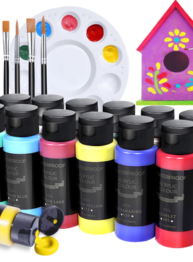 60ML丙烯颜料小瓶防水防晒12/24/36色初学者涂鸦画画彩绘不易掉美术画室瓶装一套绘画手绘盒装diy涂鸦装饰画
