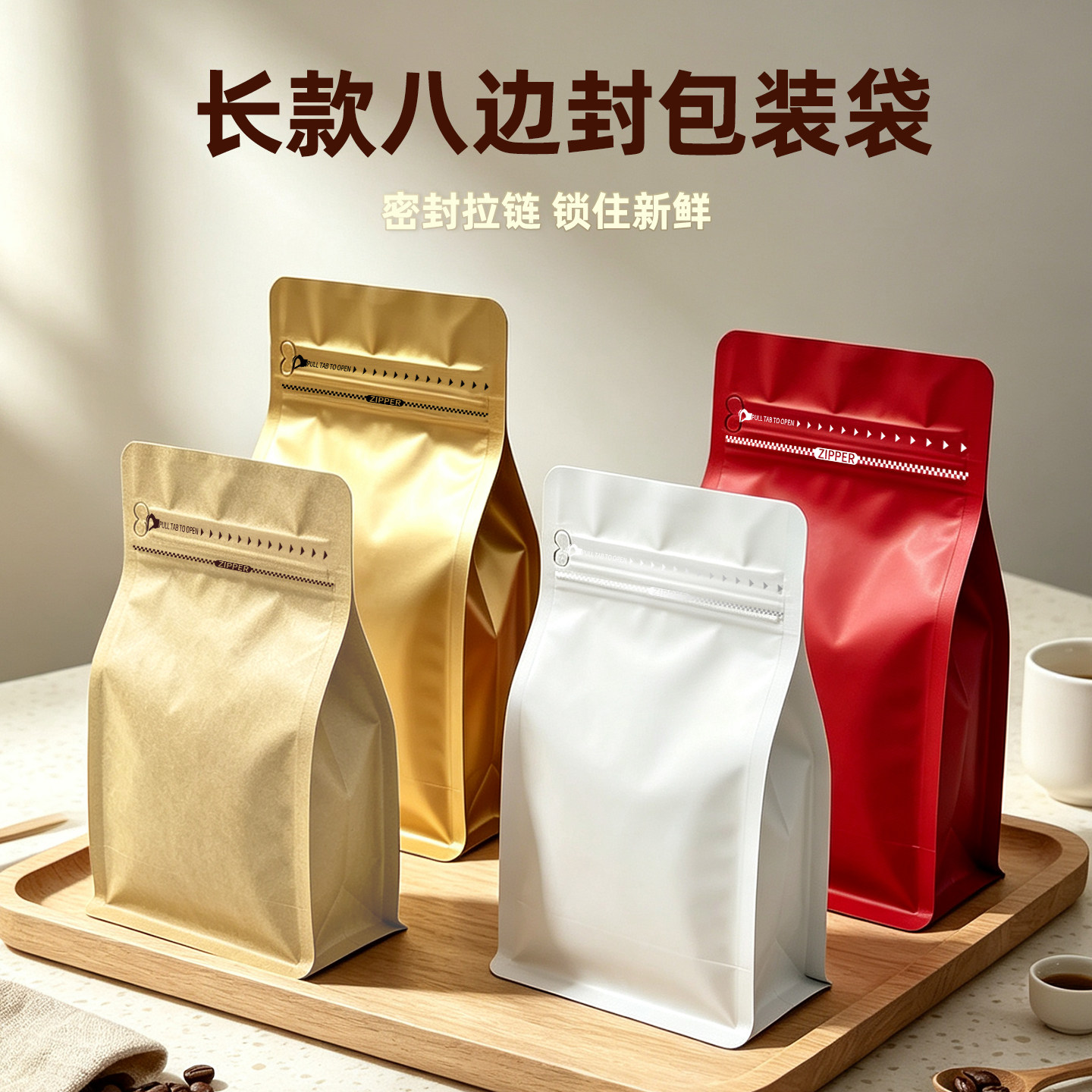 铝箔八边封热封茶叶咖啡豆袋封口