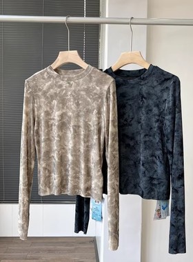 WTHEONE早春新款高定醋酸7A抗菌任意裁剪水墨画长袖T恤中国风上衣