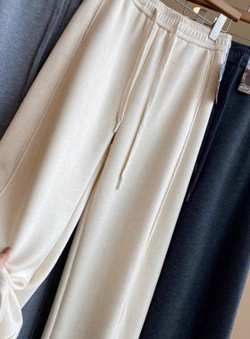 AMR UU◆一条过冬 加绒加厚保暖高腰显瘦直筒裤女阔腿裤秋冬新款