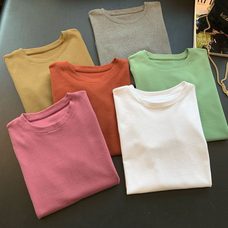 THEWOW 慵懒随性 100%棉柔软舒适亲肤透气弹力圆领短袖基础款T恤