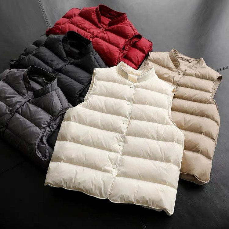 “跨季王者”！巨轻便保暖~90白鸭绒 立领直筒短款羽绒马甲女秋冬