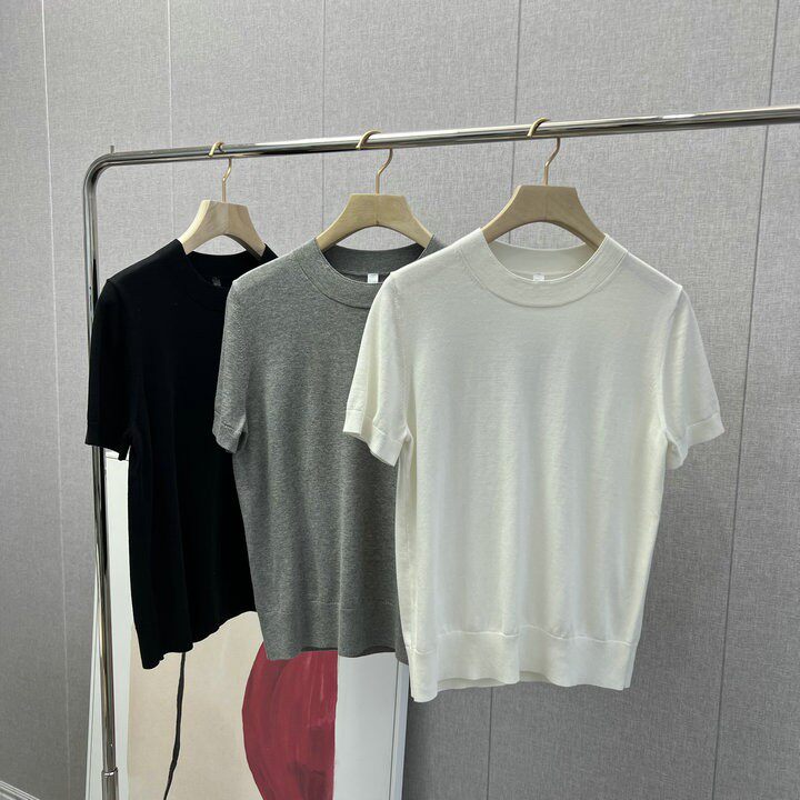 小禾2023新款棉质细纱高支针织圆领抗起球短袖T恤女2023年春夏