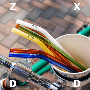 左咸敦道欧气系列玻璃吸管茶杯水瓶非一次性吸管粗耐热可微波