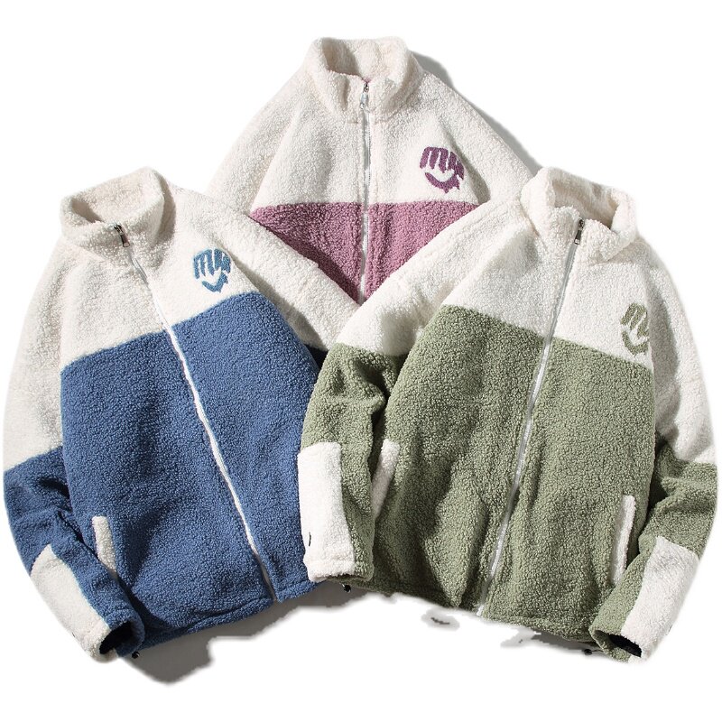 Q2099冬季男女休闲港风潮流撞色加厚羊羔毛棉服毛绒外套P120,男装棉衣,电商C306