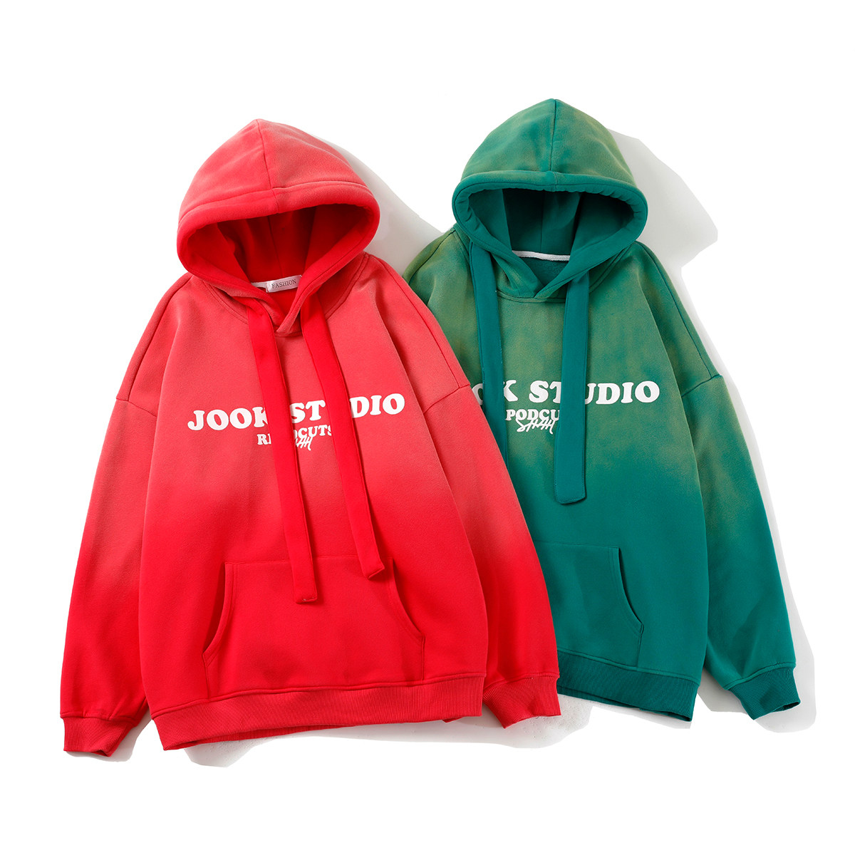 EQ02白底春季新款港风休闲男女吊染渐变色印花连帽卫衣外套P78,女装短外套,电商C306