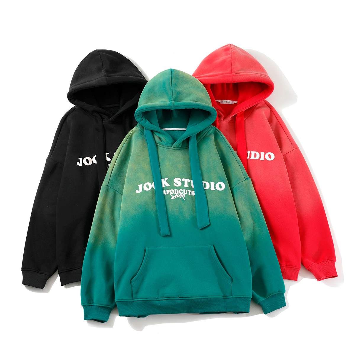 EQ02白底春季新款港风潮流男女吊染渐变色印花连帽卫衣外套P78,女装短外套,电商C306
