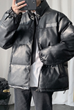 Q603冬季港风男女帅气皮衣棉衣机车服加厚棉服外套日系大码P128，男装皮衣，电商C306