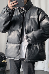 Q603 冬季港风男女帅气皮衣棉衣机车服加厚棉服外套日系大码 P128图片