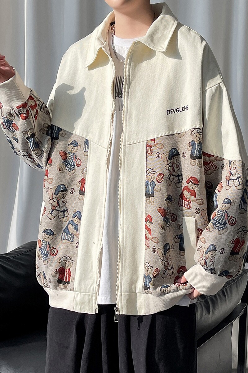 EY97秋季新款男女港风潮流撞色拼接工装开衫夹克棒球服外套P88,男装夹克,电商C306