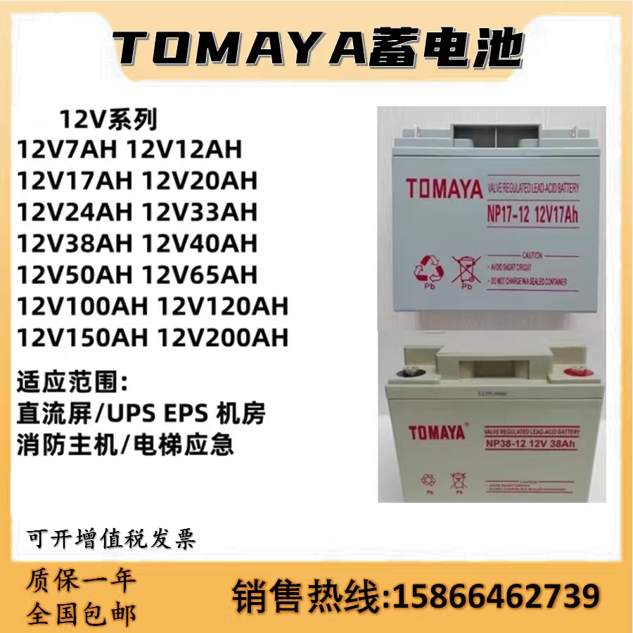 TOMAYA蓄电池NP12V17AH38AH65AH100AH消防直流屏EPSUPS电源应急