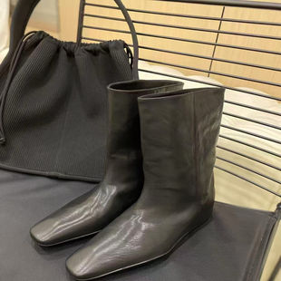 欧洲站方头短靴秋冬内增高骑士靴粗跟时装 靴切尔西靴 靴裤