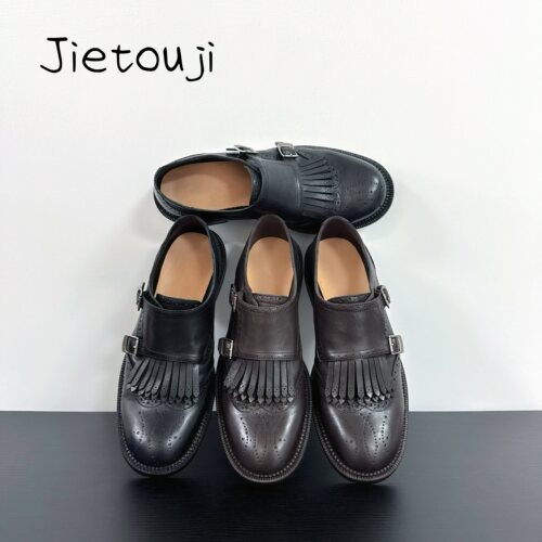 JIETOUJI丨 复古雕花~LNT2026舒适通勤乐福鞋流苏懒人一脚蹬单鞋