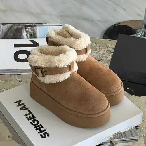 诗歌兰2025冬季新款毛毛雪地靴女厚底增高加绒保暖短靴棉鞋