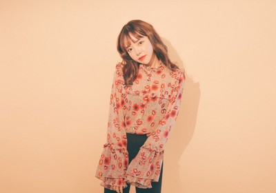 韩国复古时尚木耳边印花衬衫