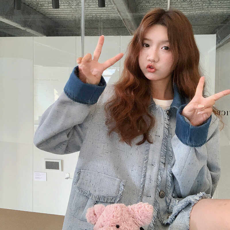 【春款现货】数据好春装牛仔拼接小香风外套207-025P145控228,女装短外套,卡莱