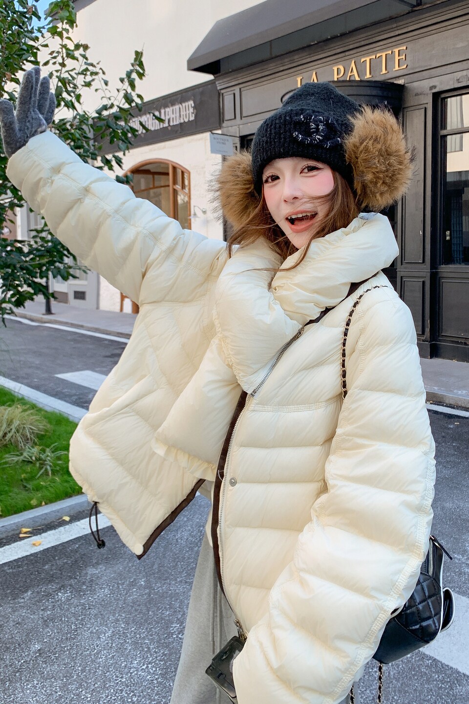 新款现货可脱卸围脖排骨90羽绒服207-1866P345控478,女装羽绒服,卡莱