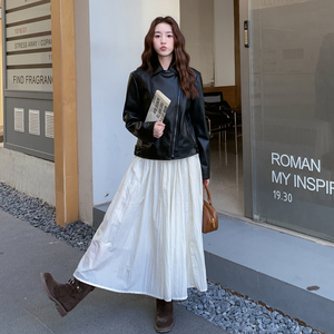 黑色机车风正肩皮衣外套女2025秋季新款爆款高级感小个子短款夹克图片