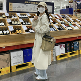 休闲慵懒风衣外套女春秋2025独特超火好看抽绳收腰立领中长款大衣，女装风衣，卡莱